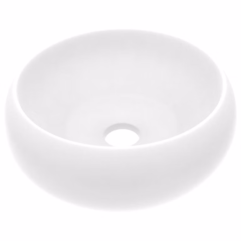 Lavandino Lusso Rotondo Bianco Opaco 40x15 cm in Vetroceramica