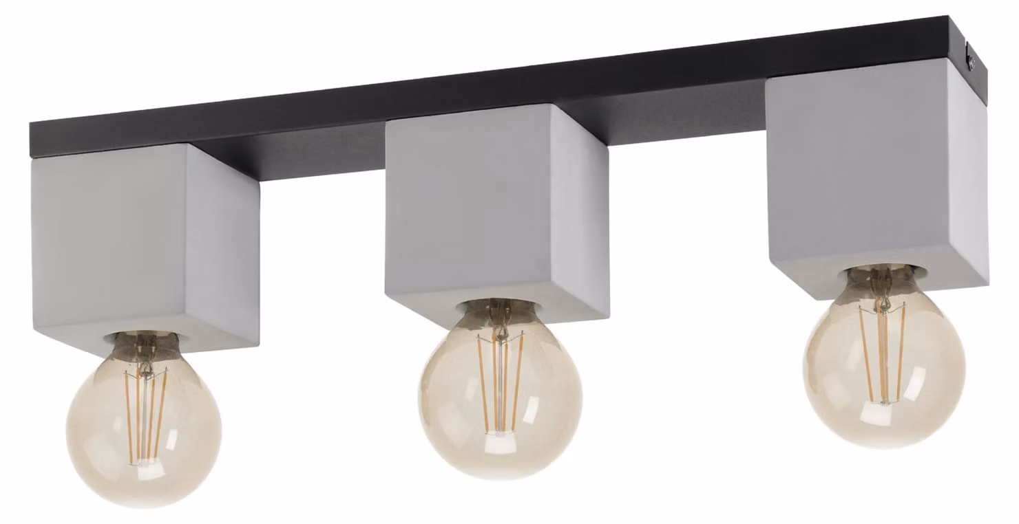 Plafoniera a 3 luci HxLxL 11x49x9 cm Prestwick 3 nero/grigio