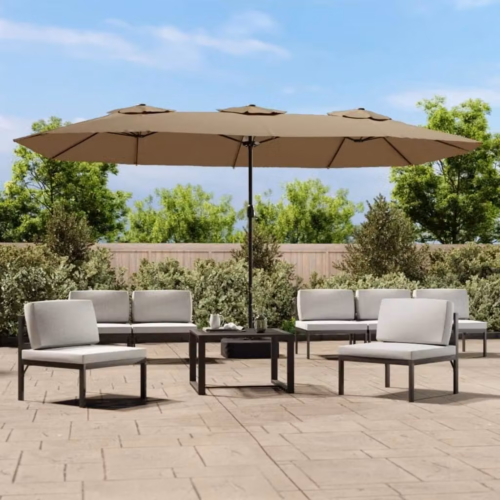 Maison Exclusive - Ombrellone doppio con luci LED, color taupe, dimensioni 449x265 cm