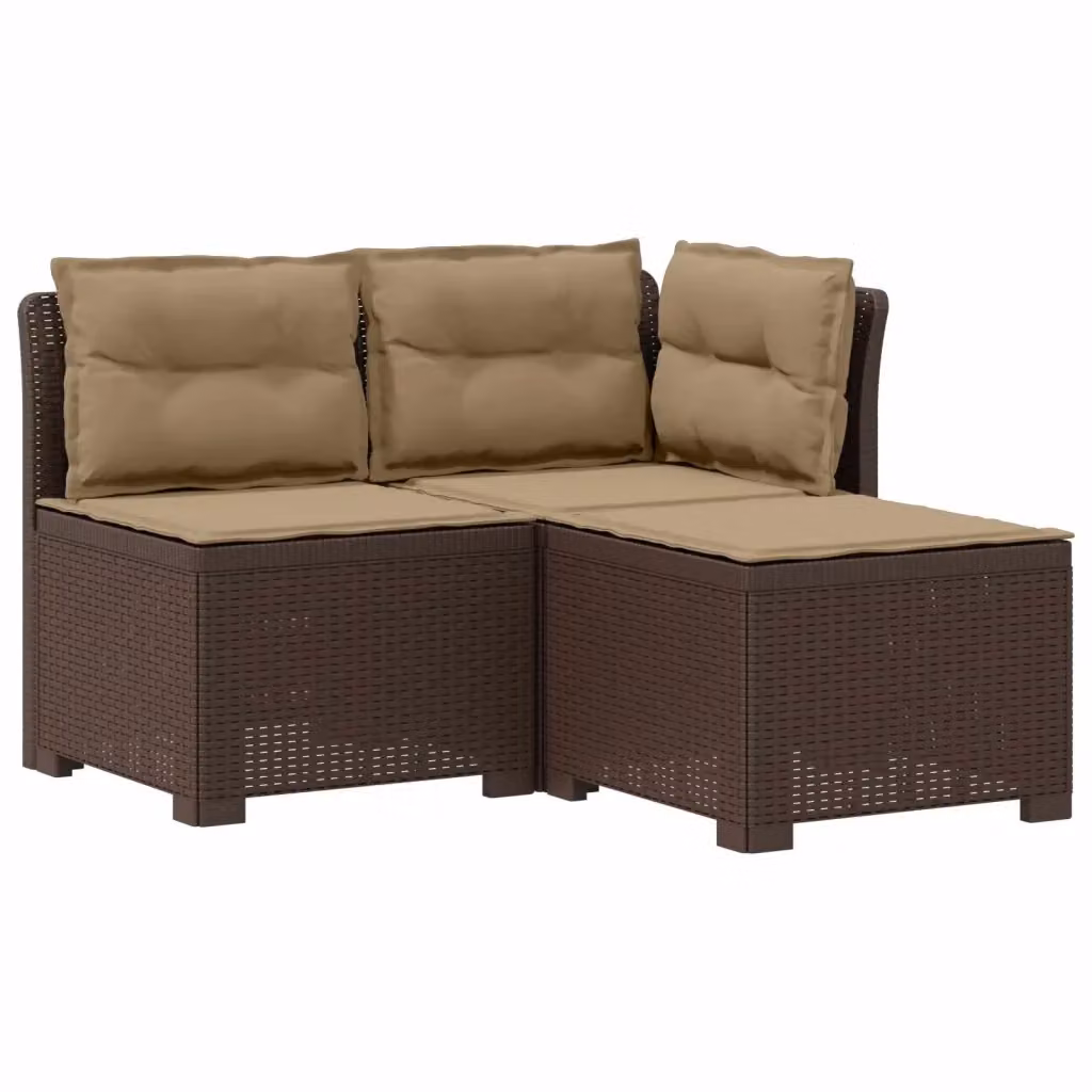 Divano da giardino a L con cuscini vidaXL, design moderno in look rattan marrone con coperture rimovibili – 2