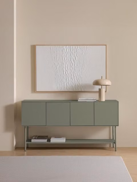 Credenza minimalista Qbic a 4 ante Kenay Home, colore verde opaco