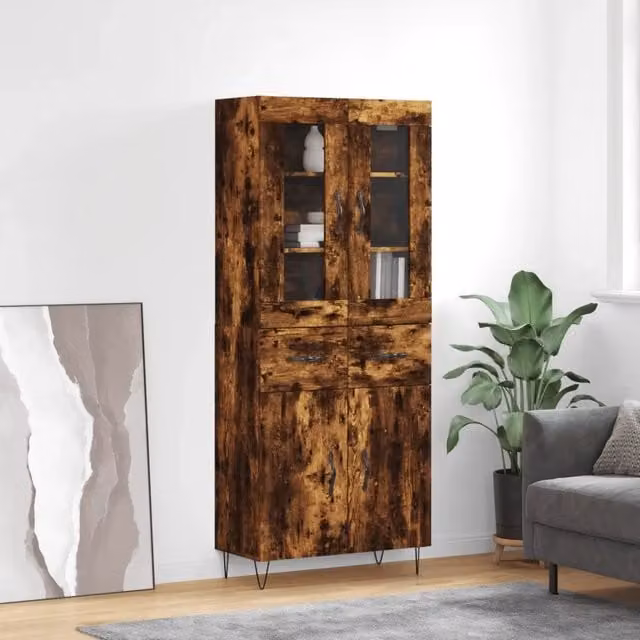 Credenza Rovere Fumo 69,5x34x180 cm in Legno Multistrato 3198566