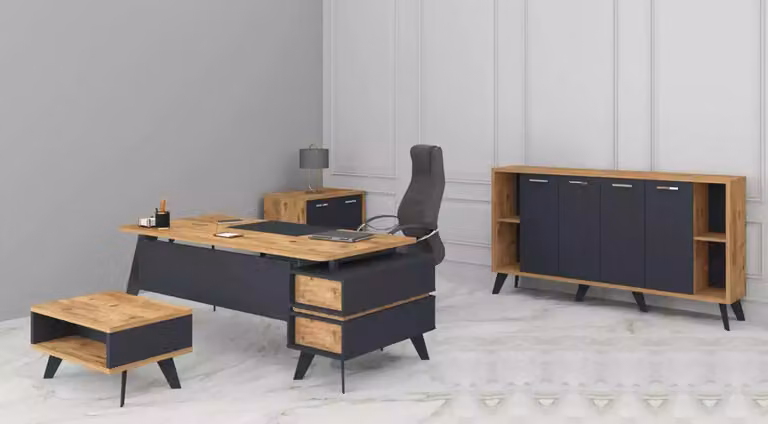 Einrichtung Büro Set Arbeitszimmer Möbel Schreibtische Schränke Tisch 4tlg