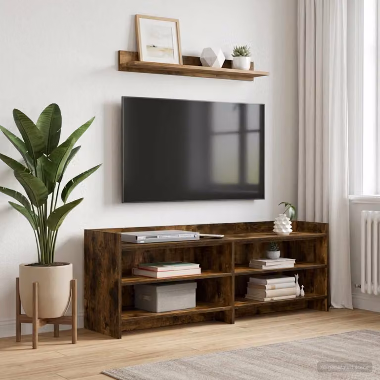 Mobile TV vidaXL moderno in legno ingegnerizzato Rovere Fumo marrone L: 135 cm, P: 33 cm, H: 47 cm