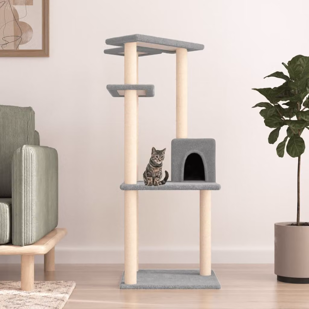 The Living Store Graffiatoio in sisal Grigio chiaro 123 cm