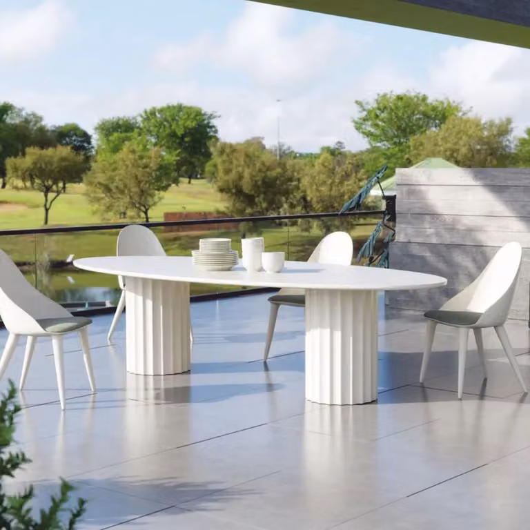 Casa Padrino Tavolo da pranzo da giardino bianco opaco 300 cm - Mobili da giardino