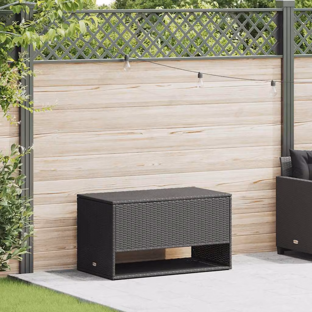 Scatola per cuscini da esterno vidaXL in polyrattan nero L 100 x P 55 x H 55,5 cm