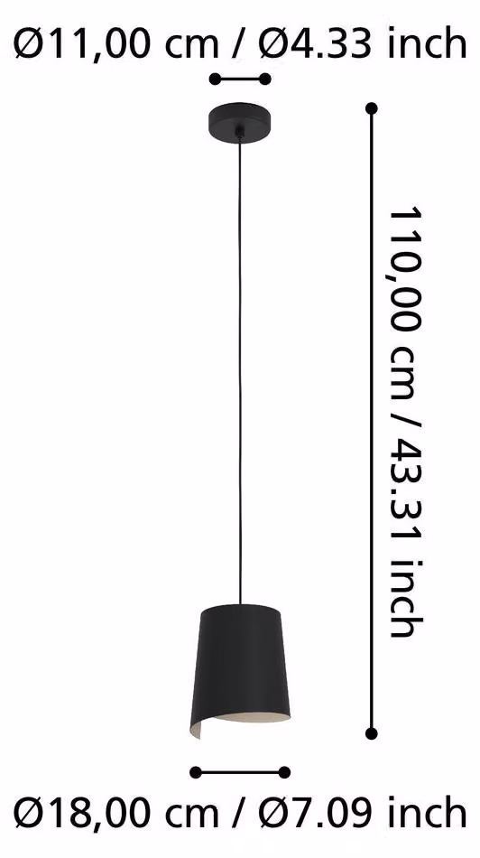 Eglo 900425 BOLIVIA E27 lampada a sospensione Ø180mm colore nero sabbia