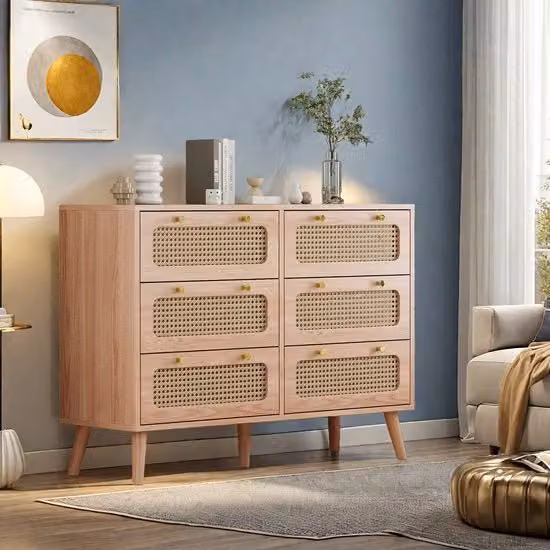 Armadio a Pannelli - Legno Naturale - Archiviazione Multi Strato - Organizzatore - Sei Cassetti