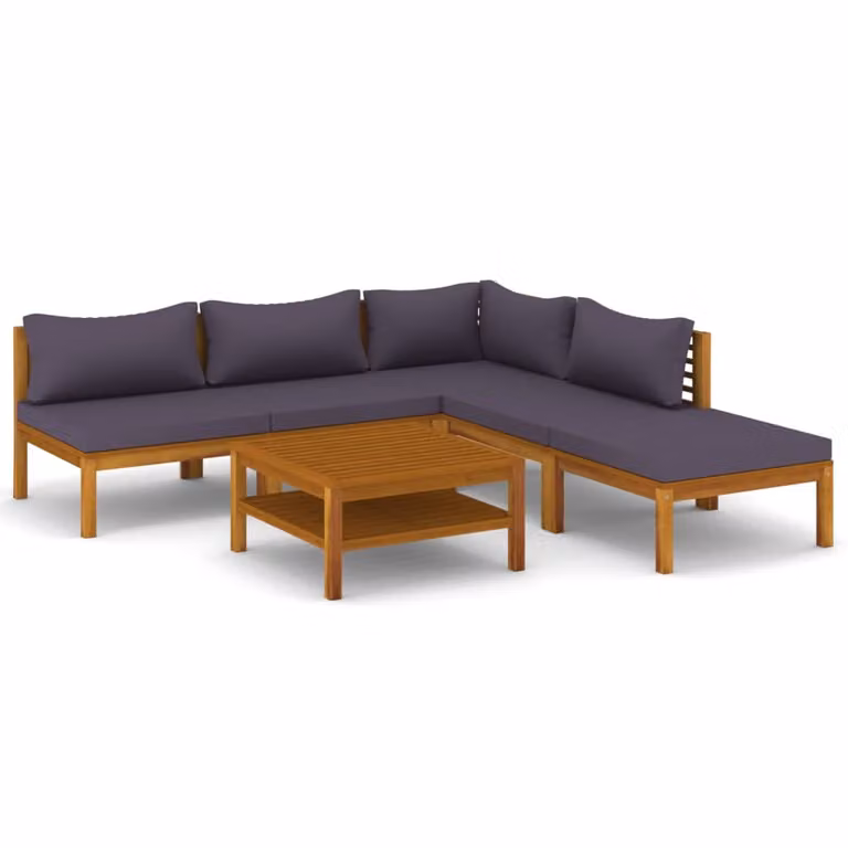 Set Divani da Giardino 6 pz con Cuscini in Massello di Acacia