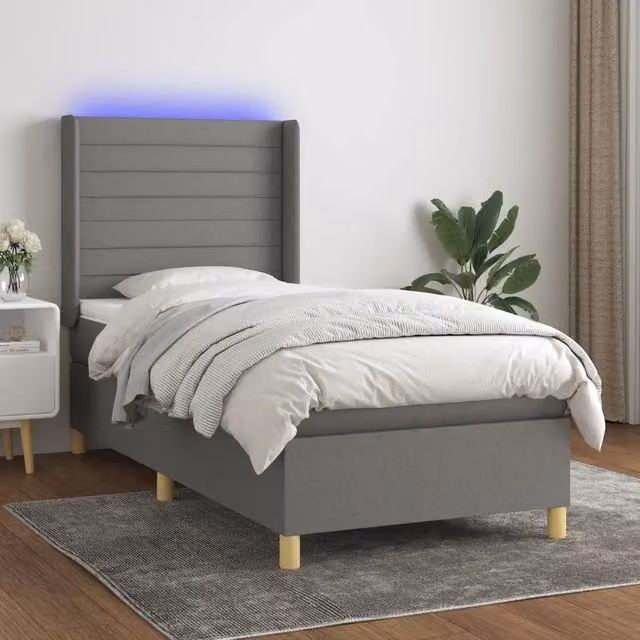 Letto Ibrido vidaXL con Materasso e Illuminazione LED Grigio Scuro L/P/H: 90 x 190 cm