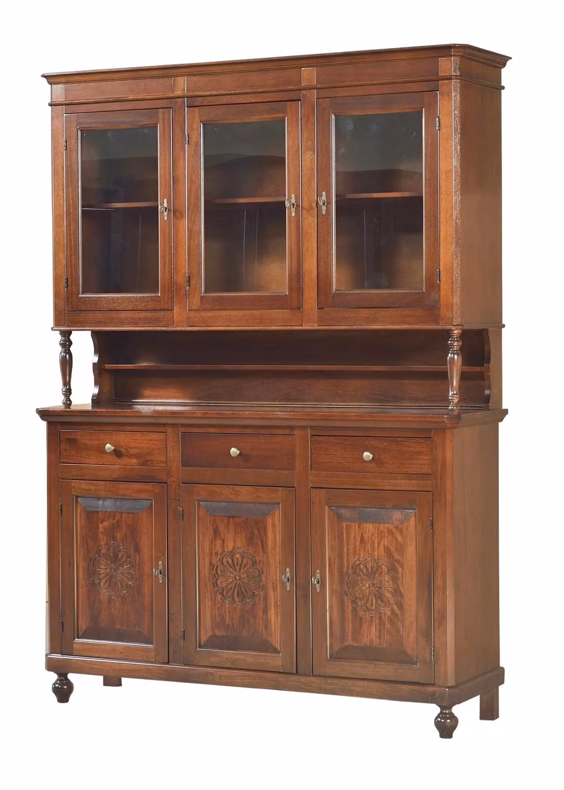 Cristalliera 3 ante Mobili 2G in legno e vetro color marrone L 150 cm, P 43 cm, H 218 cm – 1