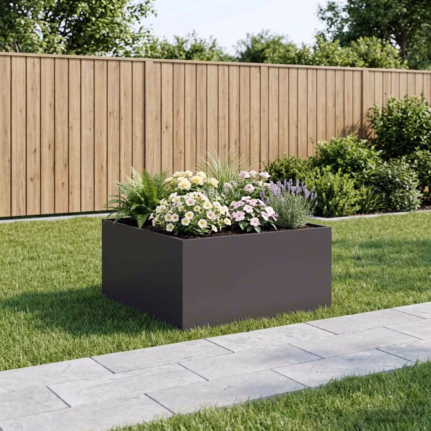 Vaso da giardino vidaXL in acciaio nero L: 60 cm, P: 60 cm, H: 40 cm