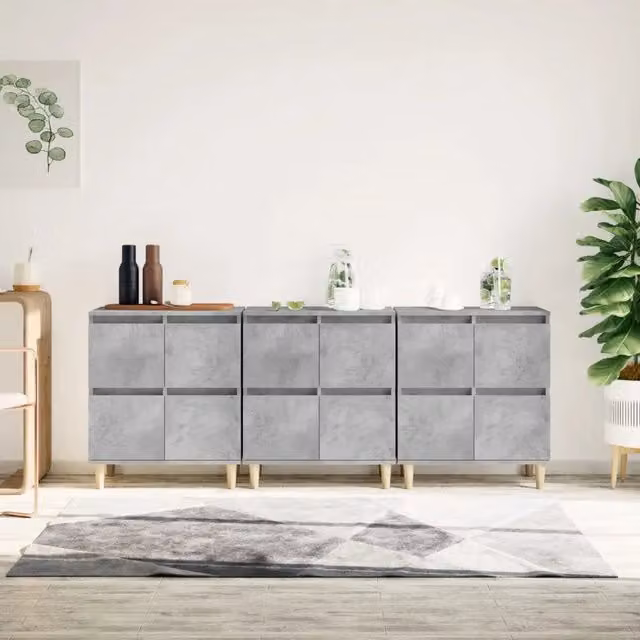 Credenze 3pz Grigio Cemento 60x35x70 cm in Legno Multistrato 3185771