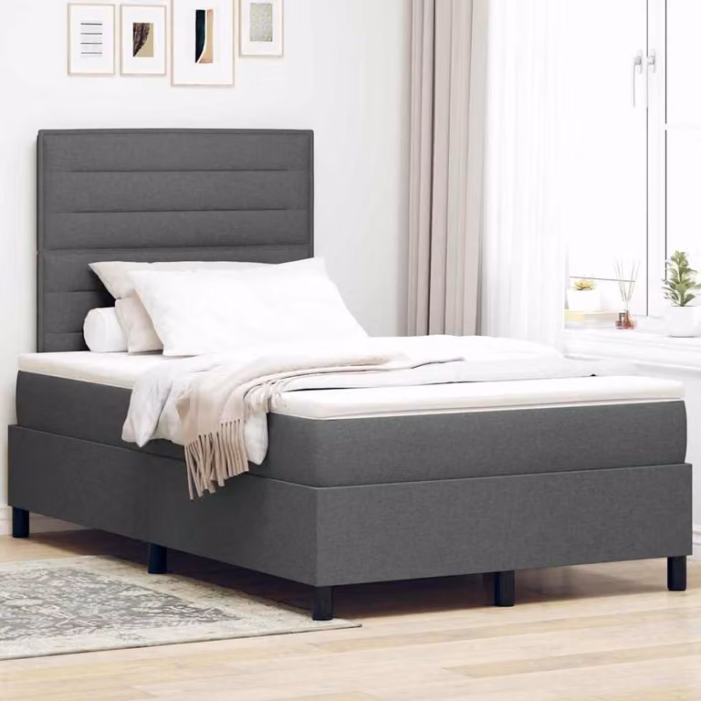Maison Exclusive - Letto boxspring con materasso grigio scuro 120 x 190 cm tessuto