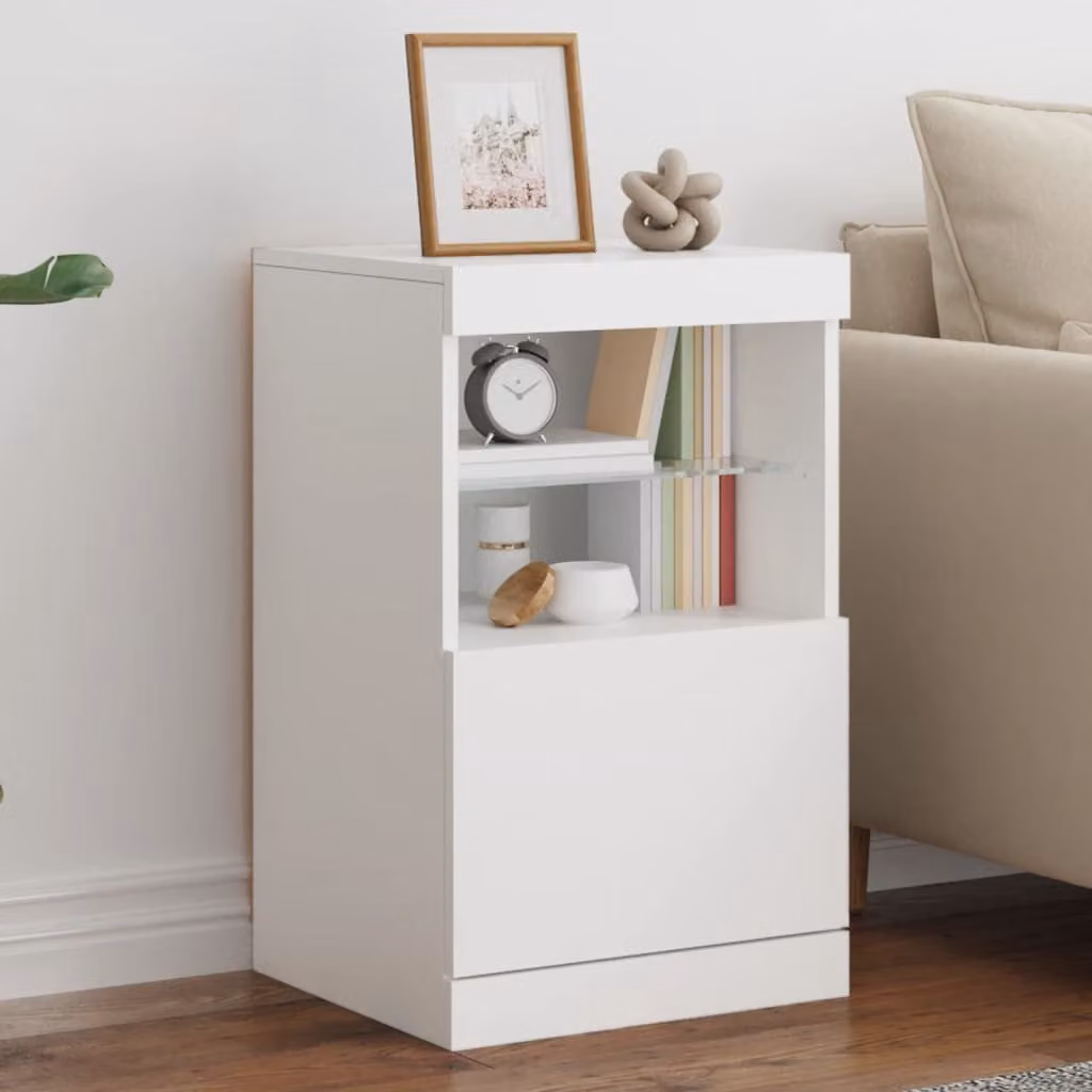 Credenza moderna vidaXL con luci LED bianca L: 41 cm, P: 37 cm, H: 67 cm