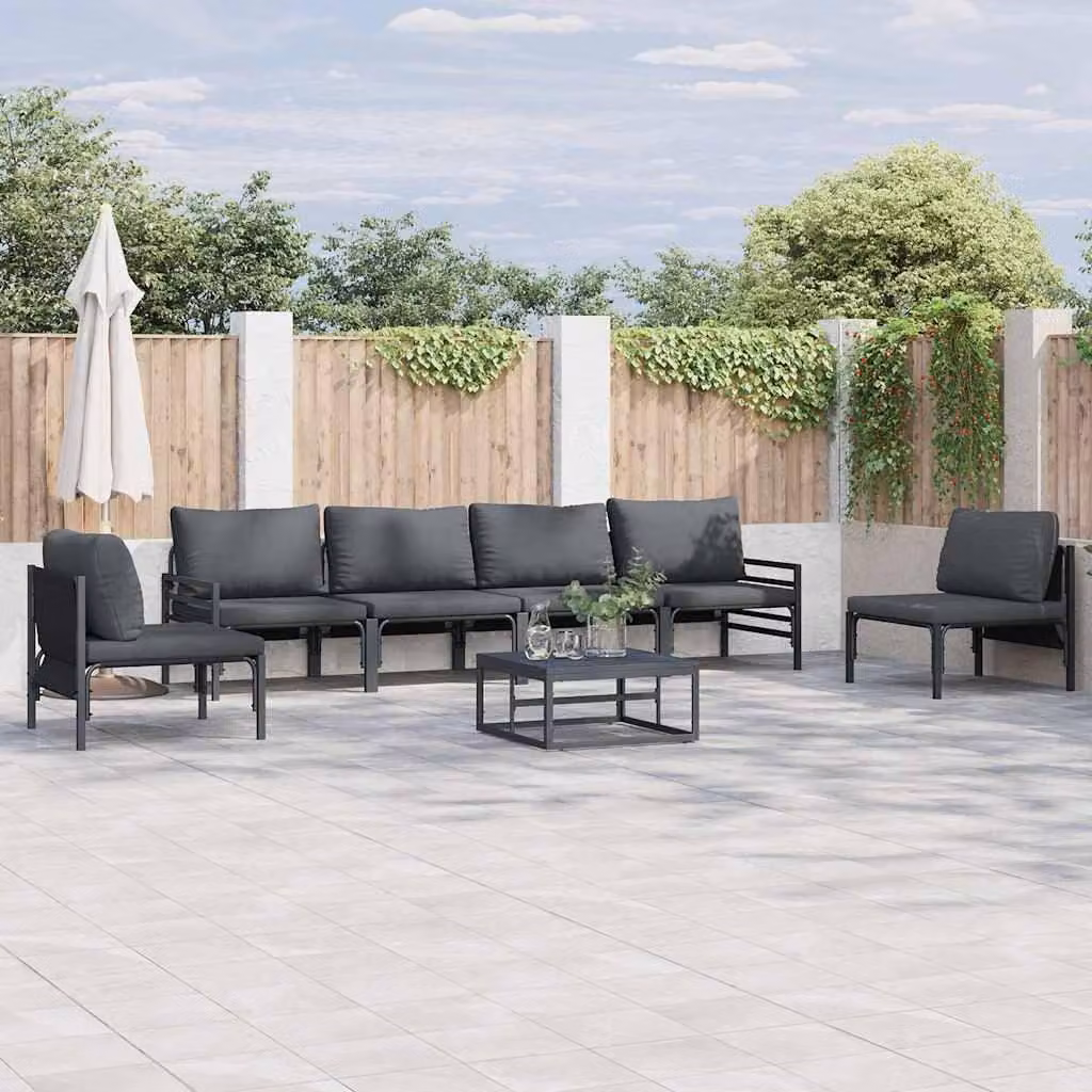 Maison Exclusive - Set da giardino composto da 7 pezzi, divano, acciaio nero