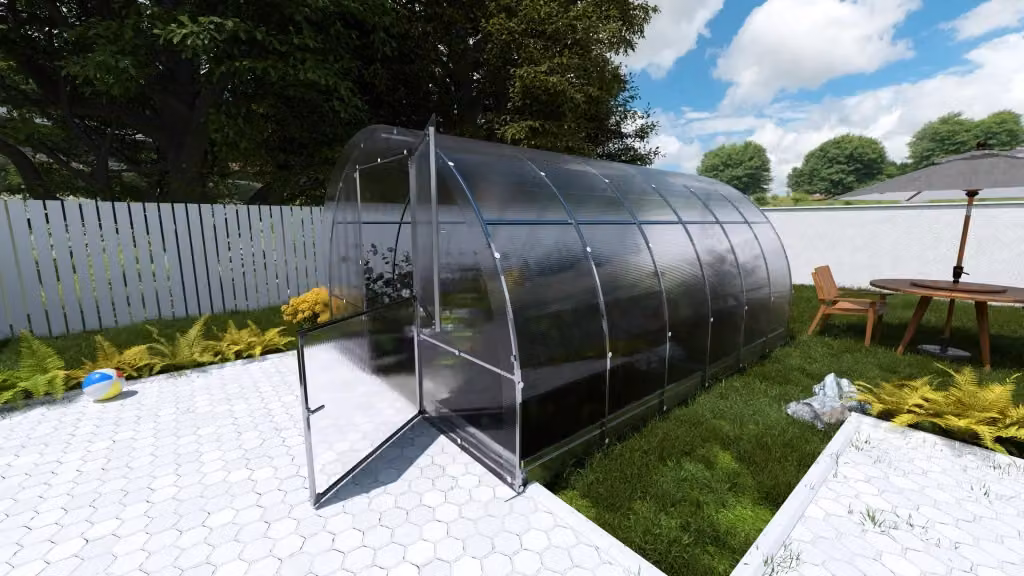 Serra da giardino KLASIKA EASY con rivestimento in policarbonato trasparente e struttura in acciaio zincato, L/P: 4 x 3 m – 2