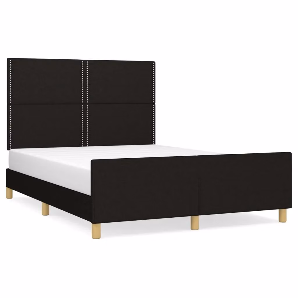 Giroletto vidaXL in tessuto nero con struttura in legno di larice L/P/H: 203 x 140 x 128 cm – 2