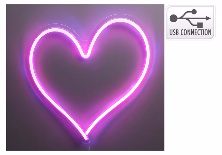 Neon LED a forma di cuore 34 x 32 cm