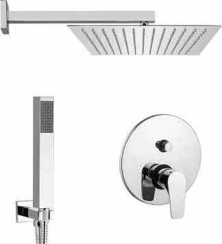 Set doccia incasso Paffoni Lime cromato con soffione quadrato da 30 cm, colonna rigida, doccino e deviatore