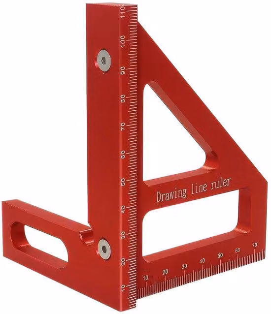 Strumento di tracciatura in alluminio a 45/90 gradi - Goniometro quadrato - Lavorazione del legno - Adatto per ingegneri e falegnami