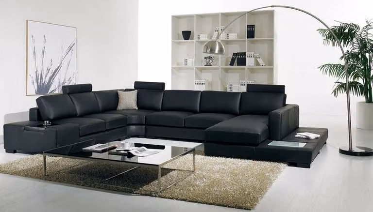 Ledersofa Designer Sofa U-Form Wohnlandschaft Couch Polster Ecksofa Garnitur