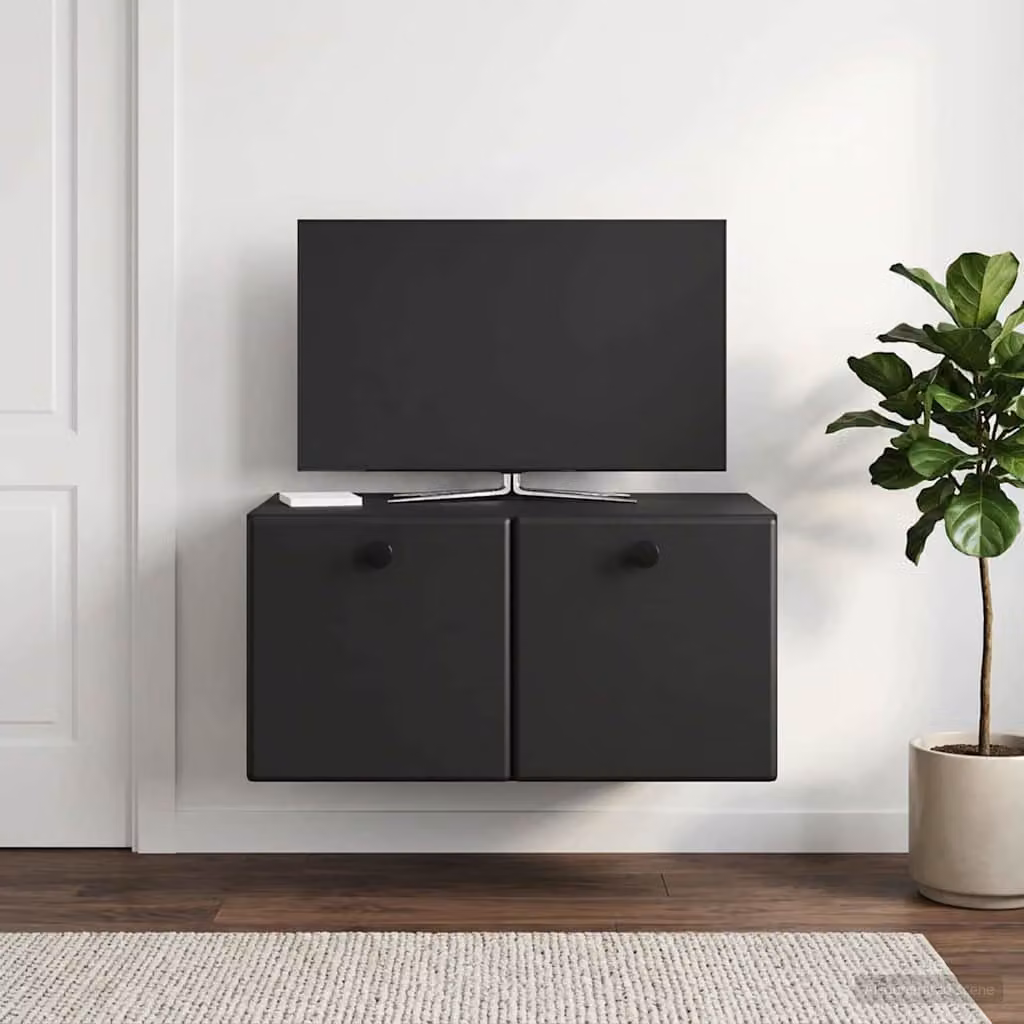 vidaXL Mobile Porta TV da Muro Moderno in Legno Nero L: 59,5 cm, P: 41 cm, H: 30 cm