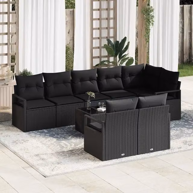 Set di divani 9 pz Nero polyrattan 3346443