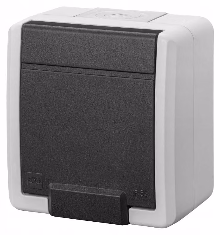 ELEKTROMET | Presa IP55 - 1x 2P+Z - Grigia - Ermetica - Impermeabile - Durevole