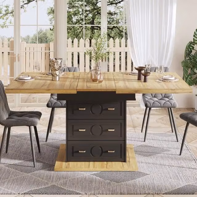 Tavolo da pranzo allungabile ¨C Minimal ¨C Effetto legno, 110-140x80x75 cm, per 6 persone
