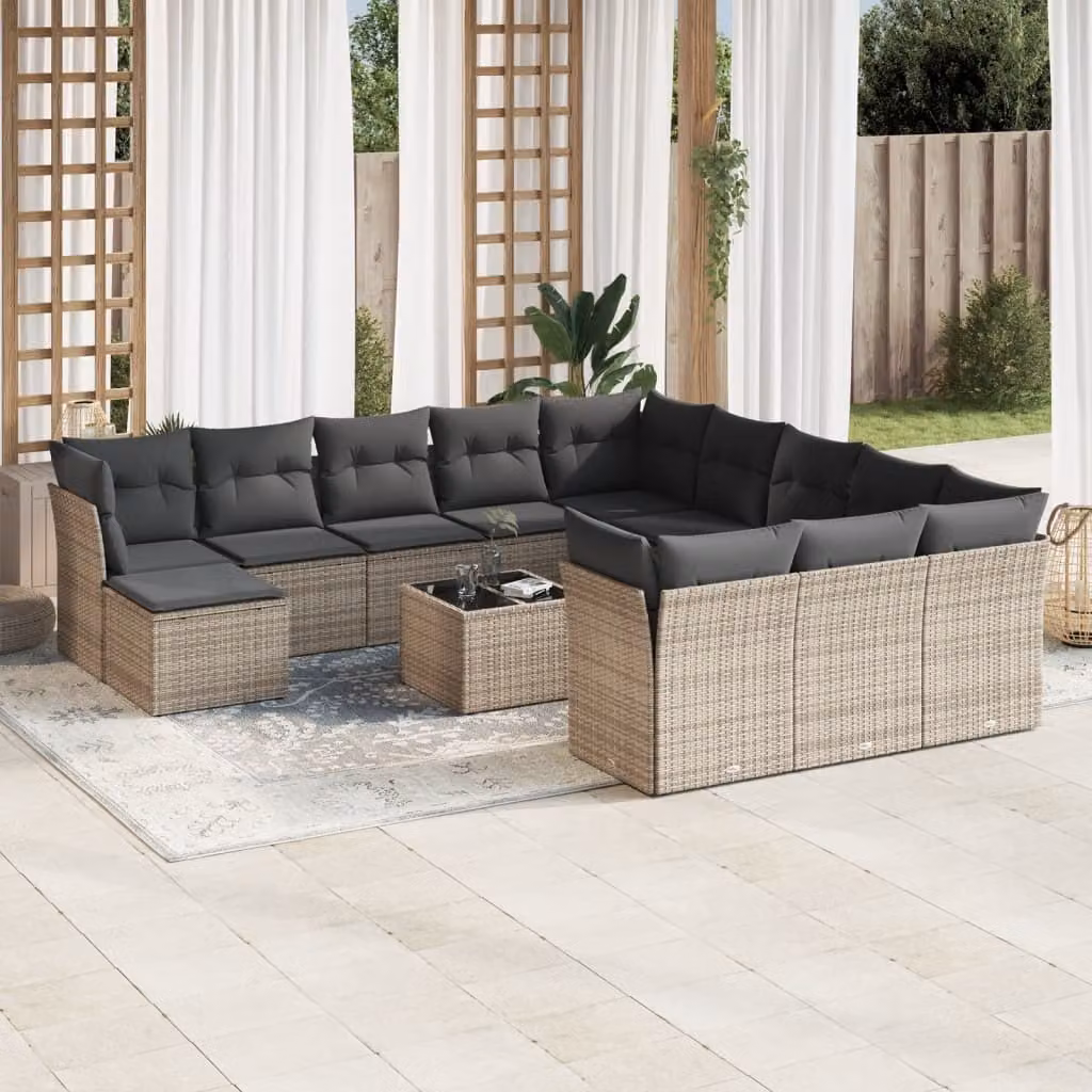 Maison Exclusive - Set Divani da Giardino 13 pz con Cuscini Grigio in Polyrattan