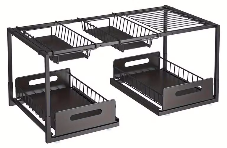 Solidchoice - Organizer regolabile per mobili sottolavello con 2 cassetti e cesti
