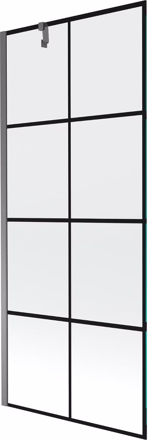 Mexen Next paratia per vasca da bagno a 1 anta 80 x 150 cm, griglia nera, metallo canna di fucile - 895-080-000-00-77-95