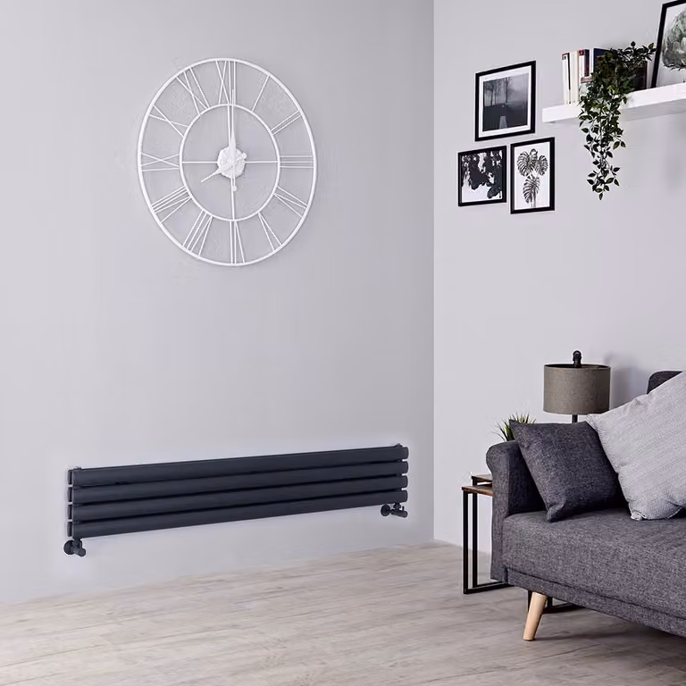 Radiatore di Design Orizzontale - Pannello Doppio - 236mm x 1400mm - Antracite - Revive