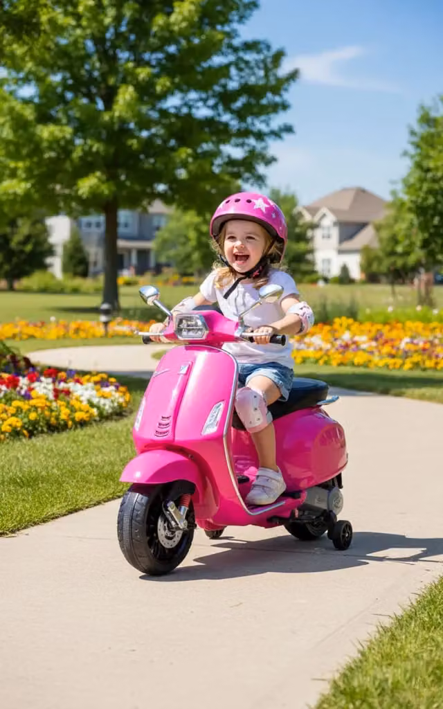 Scooter Elettrico per Bambini Piaggio Vespa Rosa con Batteria Ricaricabile 12V 4,5Ah – 2