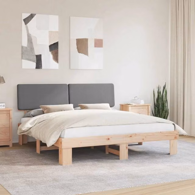 Letto con Testiera Rivestita-Struttura Letto con Testiera Grigio chiaro 180 x 200 cm 111205