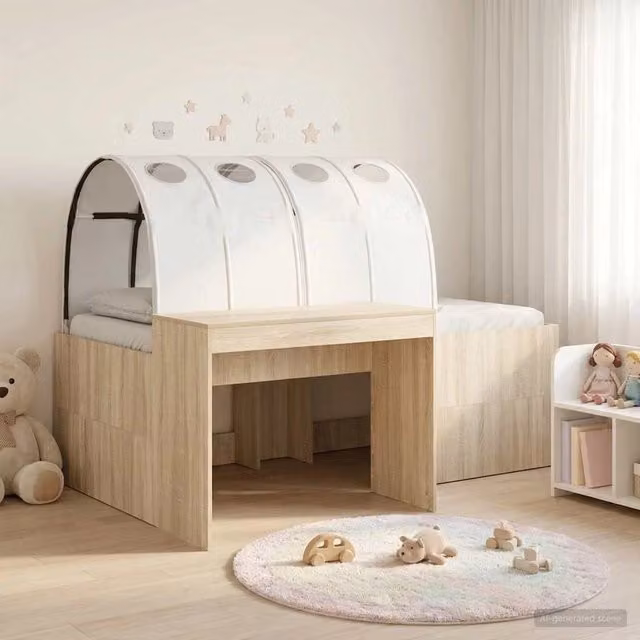Letto con Tunnel con lo scaffale 3 pz Rovere Sonoma e Bianco 3423653