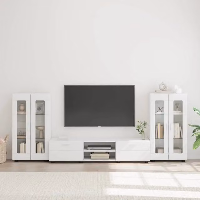Set mobile TV FLORIN 3 pz Bianco Legno ingegnerizzato 3397934