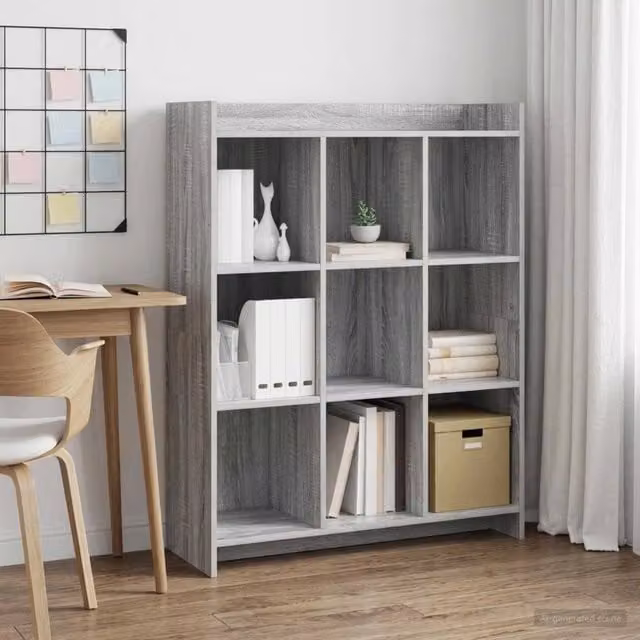 Libreria moderna vidaXL in MDF grigio con pannello posteriore L: 87,5 cm, P: 30 cm, H: 111 cm – 1