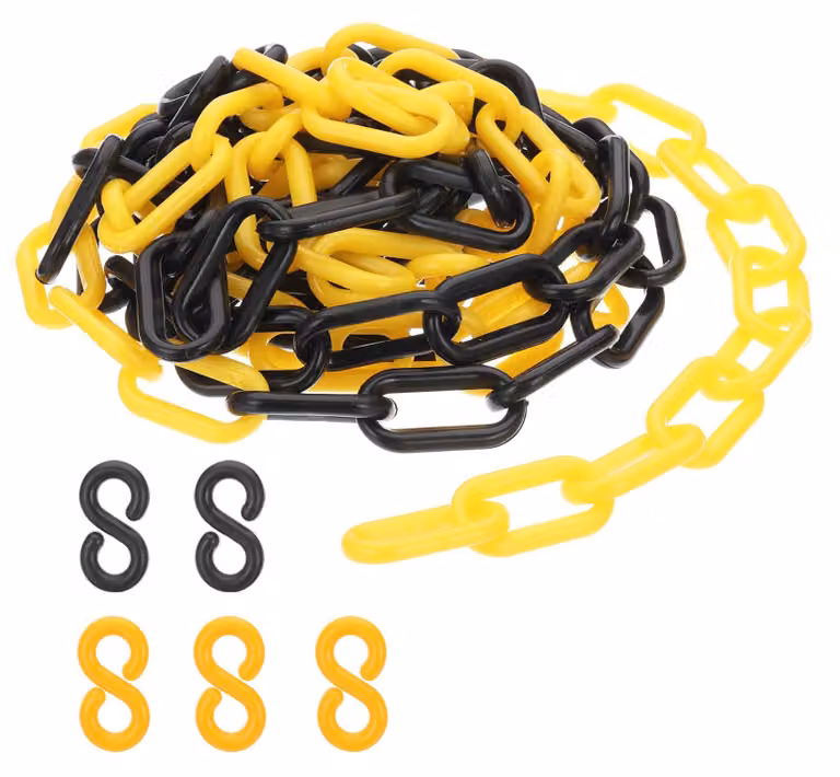 Catena di sicurezza in plastica, lunghezza 3 metri, giallo/nero, maglie di 35x20x6 mm