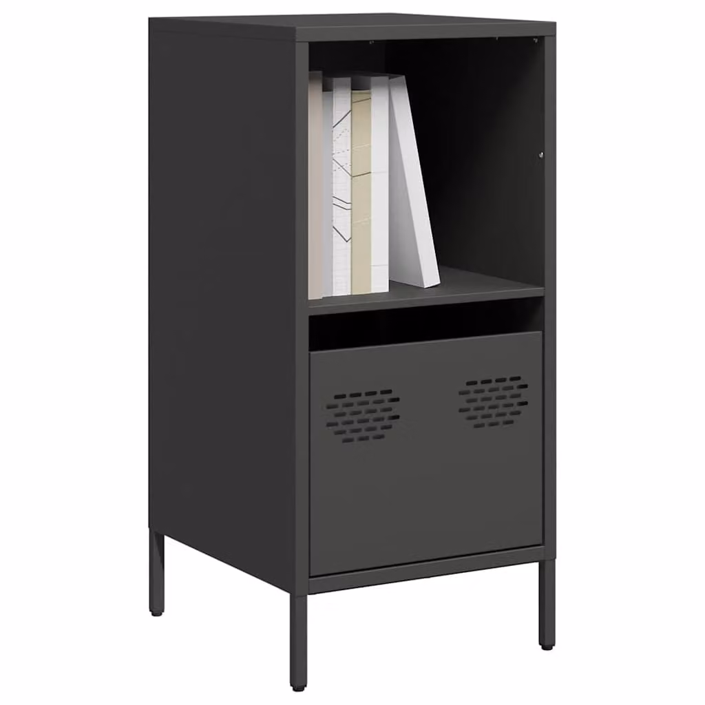 Credenza moderna vidaXL in metallo nero opaco, L 35 cm x P 39 cm x H 73,5 cm