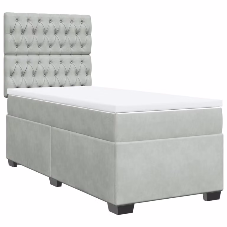Giroletto a Molle con Materasso Grigio Chiaro 80x200 cm Velluto