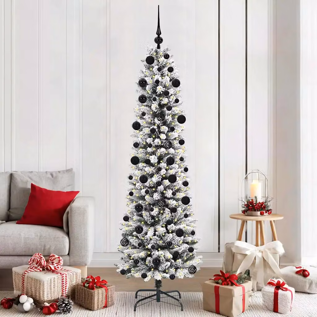 Albero di Natale artificiale moderno vidaXL con LED, Bianco e Verde, Altezza: 210 cm