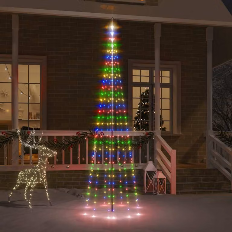 vidaXL Albero di Natale Pennone Colorato 310 LED 300 cm