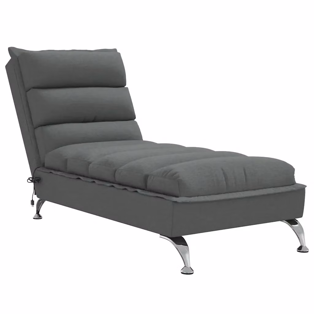 Chaise Longue da Massaggio vidaXL con Cuscini in Tessuto Grigio – 2