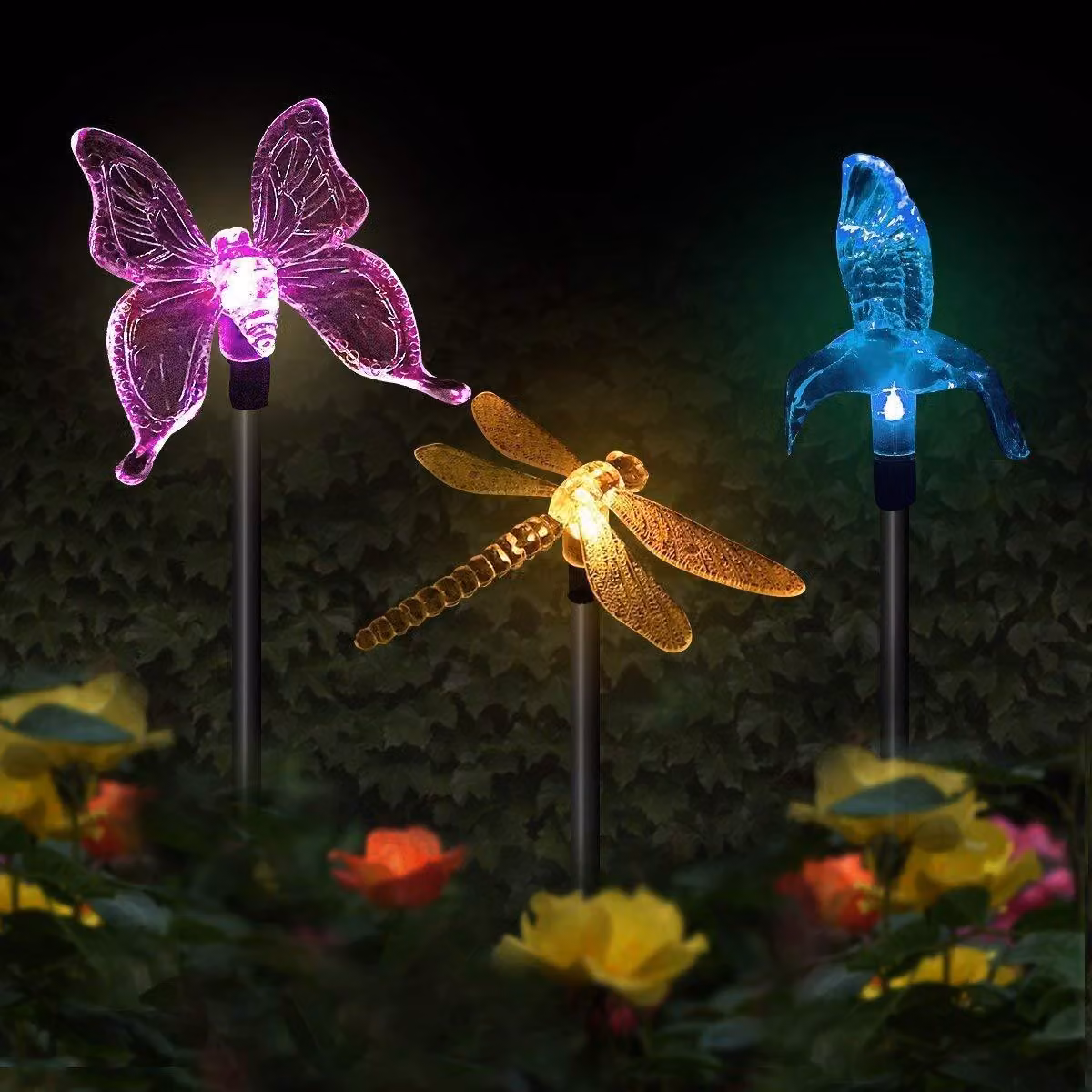 Set di 3 lampade solari per illuminazione esterna, ideali per giardino, balcone o terrazza