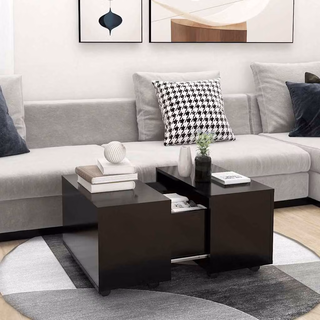 vidaXL Tavolino da Salotto Moderno Nero Lucido in Legno e MDF L/P/H: 60 x 60 x 38 cm