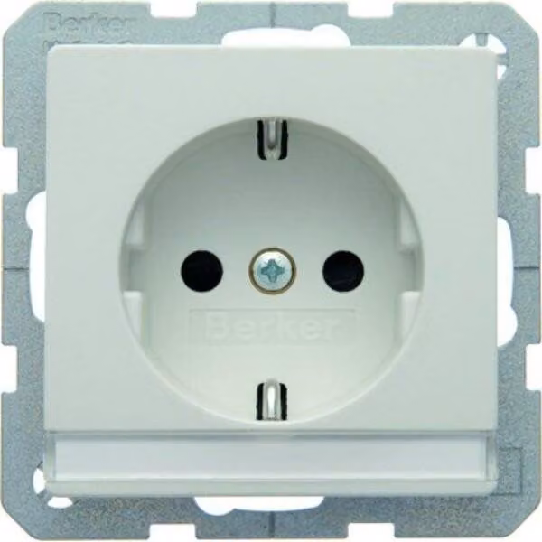 Berker 47496089 Presa SCHUKO con campo di etichettatura bianco polare con Berker Q.1/Q.3