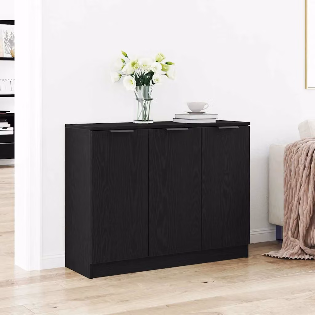 Credenza moderna vidaXL in legno MDF nero, L 90,5 x P 30 x H 70 cm